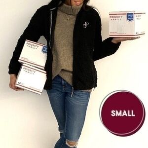 Small- Special Price Black Full Zip Sherpa Sweater